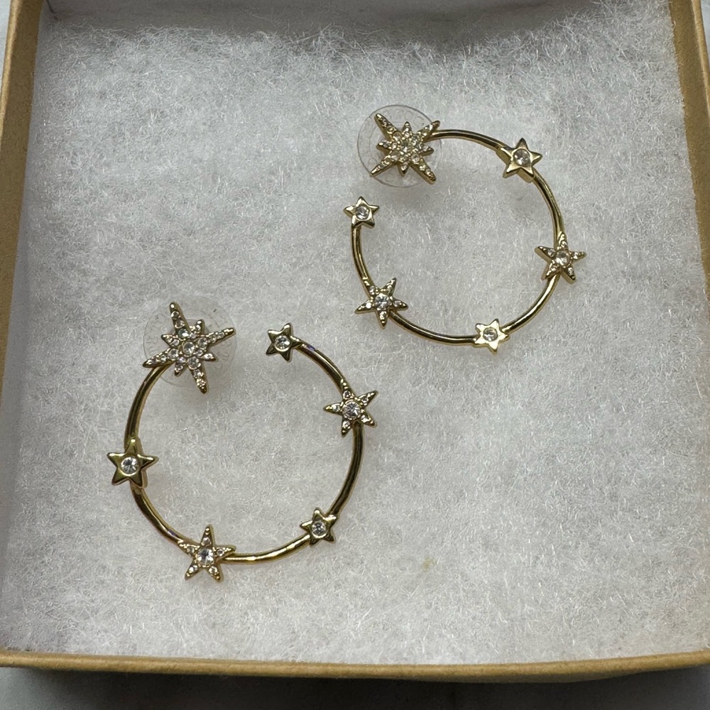 Gold Tone Star Loop Post Earrings